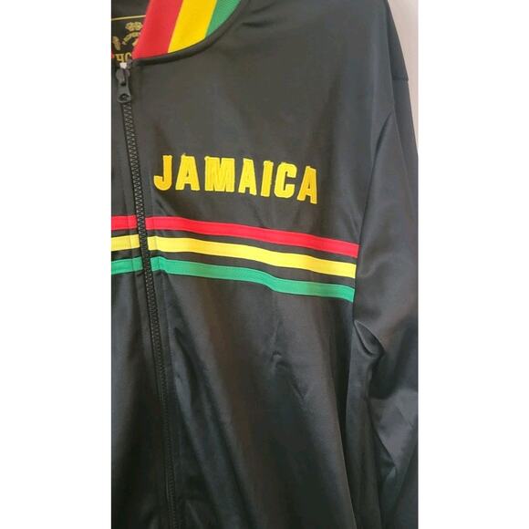 Show Off Collection Mens Sz. L Jamaica Jogger Track Jacket Black Zip Up - Picture 4 of 8